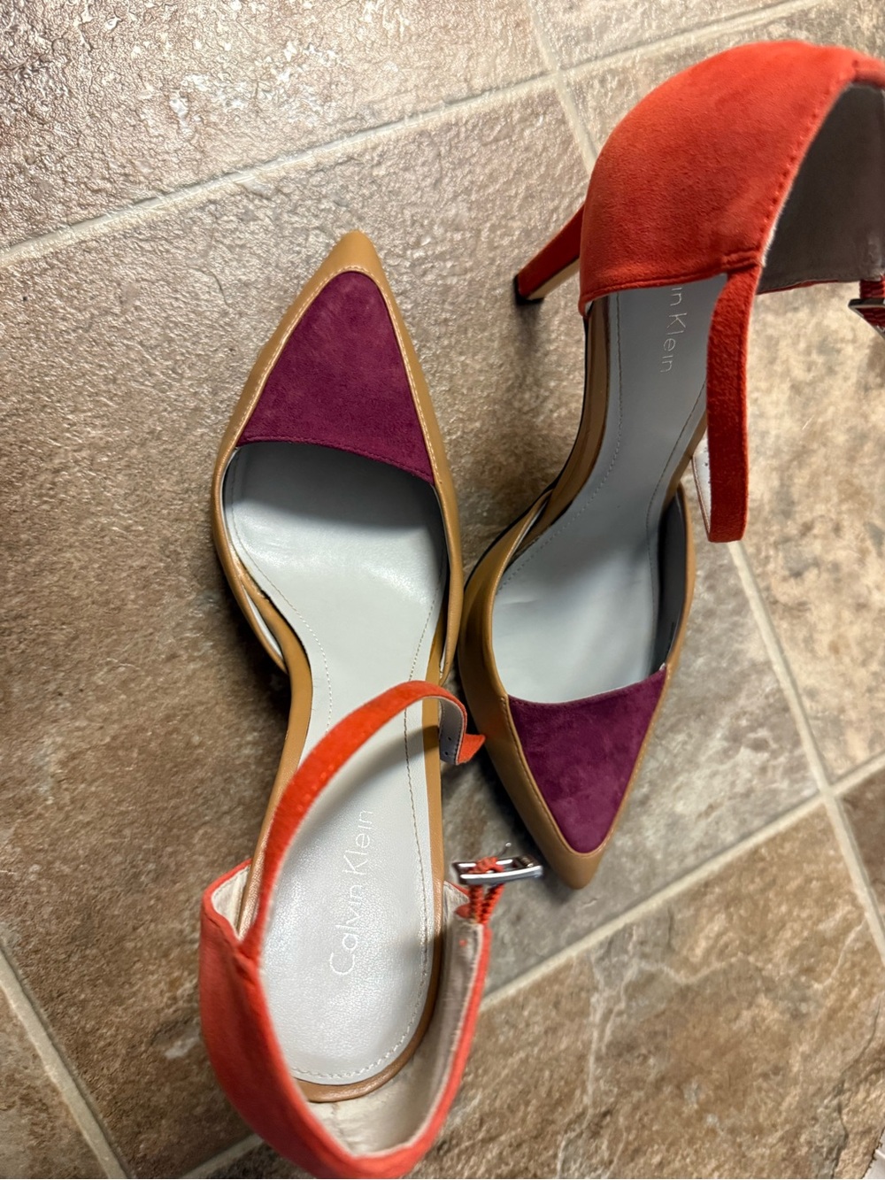 Calvin Klein Red Suede Stiletto Pumps